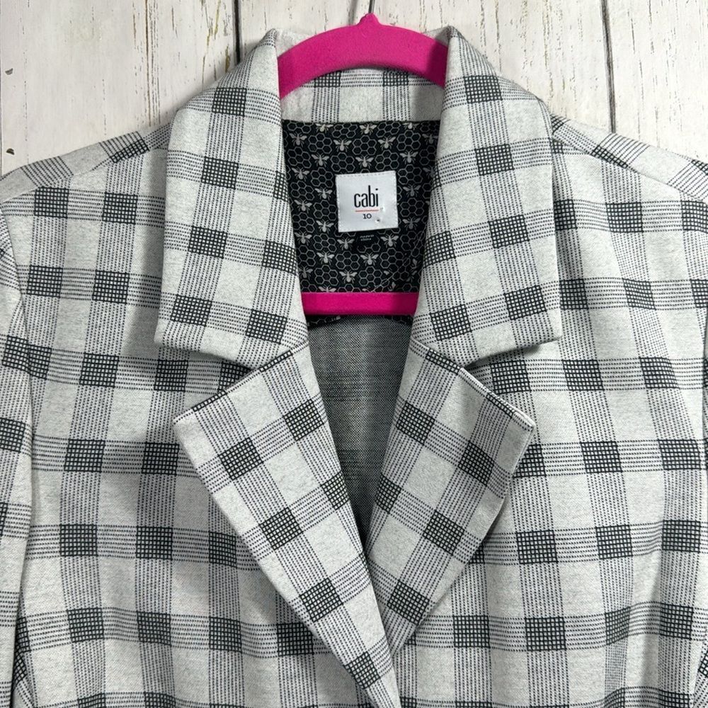 Cabi Gray Gingham Check Blazer Preppy Tailored Business Casual Jacket Workwear - Picture 6 of 16